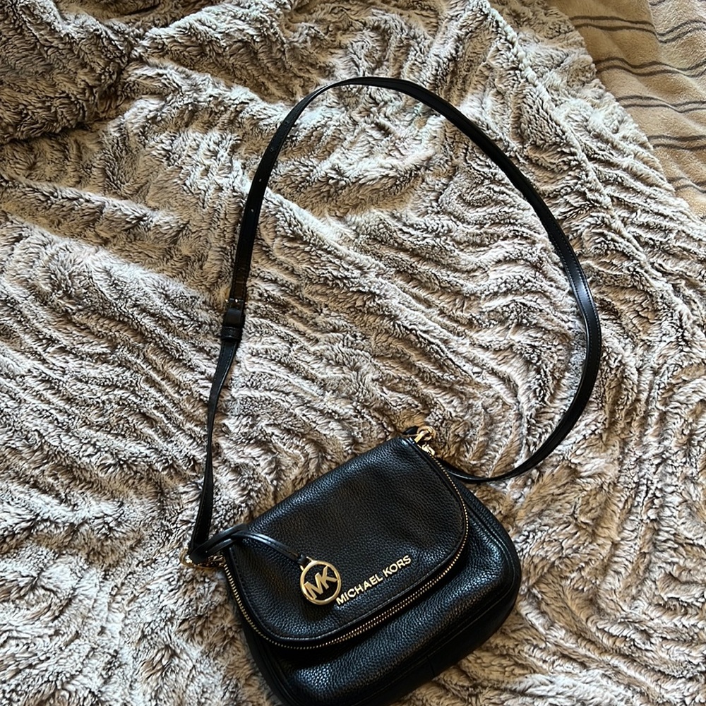 Black Michael Kors leather crossbody
